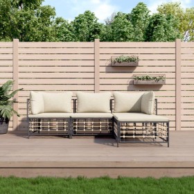 Gartenmöbel-Set 4-teilig und anthrazitgraue PE-Rattankissen von vidaXL, Outdoor-Sofas - Ref: Foro24-3186738, Preis: 300,43 €,...