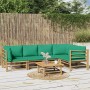 6-piece bamboo garden furniture set with green cushions by vidaXL, Garden sets - Ref: Foro24-3155169, Price: 448,55 €, Discou...