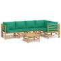 6-piece bamboo garden furniture set with green cushions by vidaXL, Garden sets - Ref: Foro24-3155169, Price: 448,55 €, Discou...