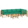 Set de muebles de jardín 6 piezas bambú con cojines verde de vidaXL, Conjuntos de jardín - Ref: Foro24-3155169, Precio: 448,5...