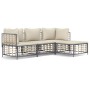 Set muebles de jardín 4 pzas y cojines ratán PE gris antracita de vidaXL, Sofás de exterior - Ref: Foro24-3186738, Precio: 30...