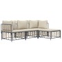 Set muebles de jardín 4 pzas y cojines ratán PE gris antracita de vidaXL, Sofás de exterior - Ref: Foro24-3186738, Precio: 30...