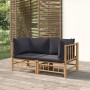 Garten-Ecksofas 2 Stück Bambus mit dunkelgrauen Kissen von vidaXL, Gartensets - Ref: Foro24-3155214, Preis: 166,07 €, Rabatt: %