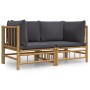 Garten-Ecksofas 2 Stück Bambus mit dunkelgrauen Kissen von vidaXL, Gartensets - Ref: Foro24-3155214, Preis: 166,07 €, Rabatt: %