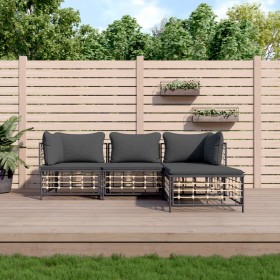 Gartenmöbel-Set 4-teilig und anthrazitgraue PE-Rattankissen von vidaXL, Outdoor-Sofas - Ref: Foro24-3186739, Preis: 298,99 €,...