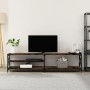 Smoked oak plywood metal TV cabinet 200x40x50 cm by vidaXL, TV Furniture - Ref: Foro24-826741, Price: 90,24 €, Discount: %