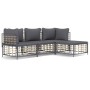 Garden furniture set 4 pieces and anthracite gray PE rattan cushions by vidaXL, Outdoor sofas - Ref: Foro24-3186739, Price: 2...