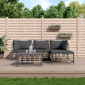 Gartenmöbel-Set 4-teilig und anthrazitgraue PE-Rattankissen von vidaXL, Outdoor-Sofas - Ref: Foro24-3186741, Preis: 351,99 €,...