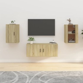 Wall-mounted TV furniture 2 units Sonoma oak 40x34.5x60 cm by vidaXL, TV Furniture - Ref: Foro24-816663, Price: 68,26 €, Disc...