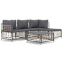 Garden furniture set 4 pieces and anthracite gray PE rattan cushions by vidaXL, Outdoor sofas - Ref: Foro24-3186741, Price: 3...