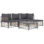 Garden furniture set 4 pieces and anthracite gray PE rattan cushions by vidaXL, Outdoor sofas - Ref: Foro24-3186741, Price: 3...