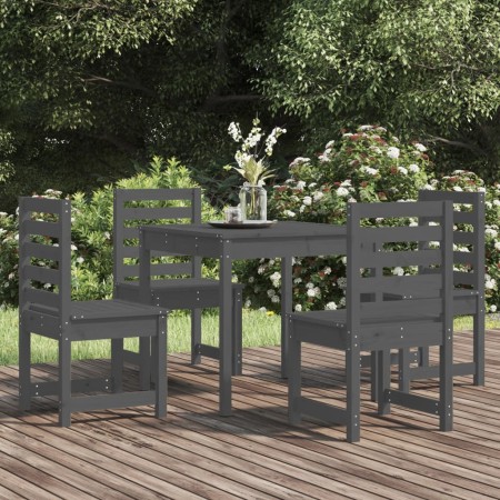 Garden dining set 5 pieces solid gray pine wood by vidaXL, Garden sets - Ref: Foro24-3154679, Price: 228,99 €, Discount: %