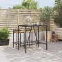 Mesa alta bar ratán PE y superficie vidrio negro 110x70x110 cm de vidaXL, Mesas de jardín - Ref: Foro24-362588, Precio: 120,5...