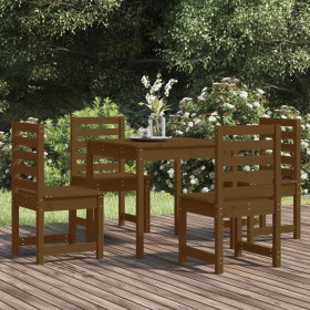 Garden dining set 5 pieces solid honey brown pine wood by vidaXL, Garden sets - Ref: Foro24-3154680, Price: 245,99 €, Discoun...