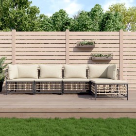 Gartenmöbel-Set 5-teilig mit Kissen Anthrazit PE-Rattan von vidaXL, Outdoor-Sofas - Ref: Foro24-3186742, Preis: 374,14 €, Rab...