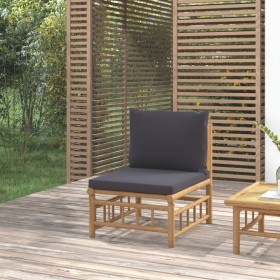 Central bamboo garden sofa with dark gray cushions by vidaXL, Modular outdoor sofas - Ref: Foro24-362309, Price: 104,99 €, Di...