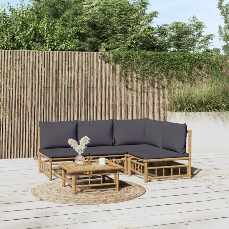 5-piece bamboo garden furniture set with dark gray cushions by vidaXL, Garden sets - Ref: Foro24-3155234, Price: 450,99 €, Di...