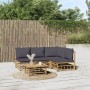 5-teiliges Gartenmöbel-Set aus Bambus mit dunkelgrauen Kissen von vidaXL, Gartensets - Ref: Foro24-3155234, Preis: 450,99 €, ...