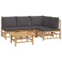 5-piece bamboo garden furniture set with dark gray cushions by vidaXL, Garden sets - Ref: Foro24-3155234, Price: 450,99 €, Di...