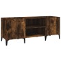 Mueble discos madera contrachapada roble ahumado 121x38x48 cm de vidaXL, Almacenamiento para CD y DVD - Ref: Foro24-831938, P...