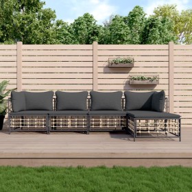 Garden furniture set 5 pieces cushions anthracite PE rattan by vidaXL, Outdoor sofas - Ref: Foro24-3186743, Price: 370,74 €, ...