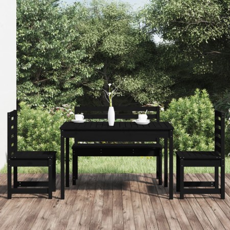 Juego de comedor de jardín 4 piezas madera maciza pino negro de vidaXL, Conjuntos de jardín - Ref: Foro24-3154699, Precio: 26...