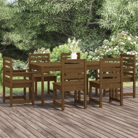 Garden dining set 7 pieces solid honey brown pine wood by vidaXL, Garden sets - Ref: Foro24-3154710, Price: 378,99 €, Discoun...