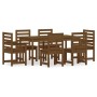 Garden dining set 7 pieces solid honey brown pine wood by vidaXL, Garden sets - Ref: Foro24-3154710, Price: 378,09 €, Discoun...