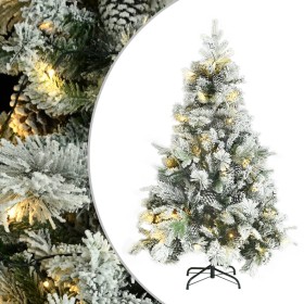 Árbol de Navidad con nieve, luces LED y piñas PVC y PE 150 cm de vidaXL, Arboles de navidad - Ref: Foro24-344292, Precio: 193...