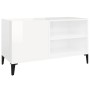 Mueble discos madera contrachapada blanco brillo 84,5x38x48 cm de vidaXL, Almacenamiento para CD y DVD - Ref: Foro24-831951, ...