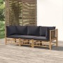 3-piece bamboo garden furniture set with dark gray cushions by vidaXL, Garden sets - Ref: Foro24-3155215, Price: 288,51 €, Di...