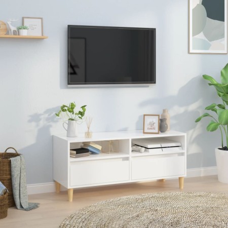 Mueble de TV madera contrachapada blanco brillo 100x34,5x44,5cm de vidaXL, Muebles TV - Ref: Foro24-831895, Precio: 68,26 €, ...