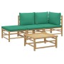 Set de muebles de jardín 4 piezas bambú con cojines verde de vidaXL, Conjuntos de jardín - Ref: Foro24-3155144, Precio: 244,2...