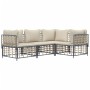 Garden furniture set 4 pieces and anthracite PE rattan cushions by vidaXL, Outdoor sofas - Ref: Foro24-3186746, Price: 333,91...