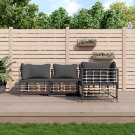 Gartenmöbel-Set 4-teilig und anthrazitgraue PE-Rattankissen von vidaXL, Outdoor-Sofas - Ref: Foro24-3186747, Preis: 330,99 €,...