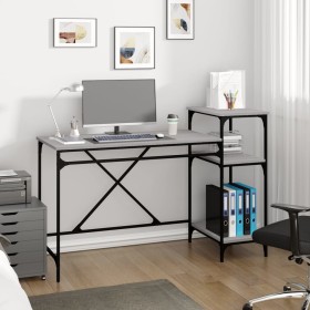 Desk with iron and gray Sonoma wood shelves 135x50x90cm by vidaXL, Desks - Ref: Foro24-826712, Price: 78,96 €, Discount: %