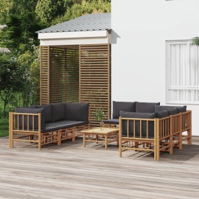 9-piece bamboo garden furniture set with dark gray cushions by vidaXL, Garden sets - Ref: Foro24-3155219, Price: 815,99 €, Di...