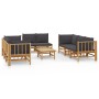 9-piece bamboo garden furniture set with dark gray cushions by vidaXL, Garden sets - Ref: Foro24-3155219, Price: 921,08 €, Di...