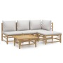 5-piece garden furniture set made of bamboo with light gray cushions by vidaXL, Garden sets - Ref: Foro24-3155081, Price: 370...