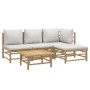 5-piece garden furniture set made of bamboo with light gray cushions by vidaXL, Garden sets - Ref: Foro24-3155081, Price: 370...