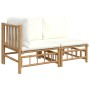 Garden furniture set 2 pieces bamboo and cream white cushions by vidaXL, Modular outdoor sofas - Ref: Foro24-362298, Price: 2...