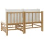 Set de muebles de jardín 2 piezas bambú y cojines blanco crema de vidaXL, Sofás modulares de exterior - Ref: Foro24-362298, P...