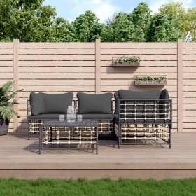 Gartenmöbel-Set 5-teilig mit Kissen Anthrazit PE-Rattan von vidaXL, Outdoor-Sofas - Ref: Foro24-3186749, Preis: 382,99 €, Rab...