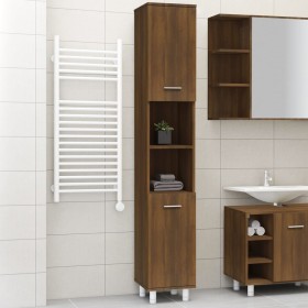 Armario de baño madera contrachapada roble marrón 30x30x179 cm de vidaXL, Muebles de baño - Ref: Foro24-825833, Precio: 98,69...