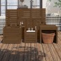 Gartenbox-Set 4-tlg. massives Kiefernholz grau honigbraun von vidaXL, Aufbewahrungsboxen für den Außenbereich - Ref: Foro24-3...