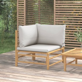 Garden corner sofa with light gray bamboo cushions by vidaXL, Modular outdoor sofas - Ref: Foro24-362278, Price: 101,28 €, Di...