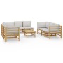 Garden furniture set 9 pieces bamboo and light gray cushions by vidaXL, Garden sets - Ref: Foro24-3155091, Price: 957,13 €, D...