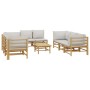 Garden furniture set 9 pieces bamboo and light gray cushions by vidaXL, Garden sets - Ref: Foro24-3155091, Price: 957,13 €, D...