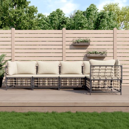 Gartenmöbel-Set 5-teilig, Kissen anthrazit, PE-Rattan von vidaXL, Outdoor-Sofas - Ref: Foro24-3186750, Preis: 406,23 €, Rabat...