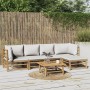 6-teiliges Gartenmöbel-Set aus Bambus mit hellgrauen Kissen von vidaXL, Gartensets - Ref: Foro24-3155104, Preis: 472,05 €, Ra...